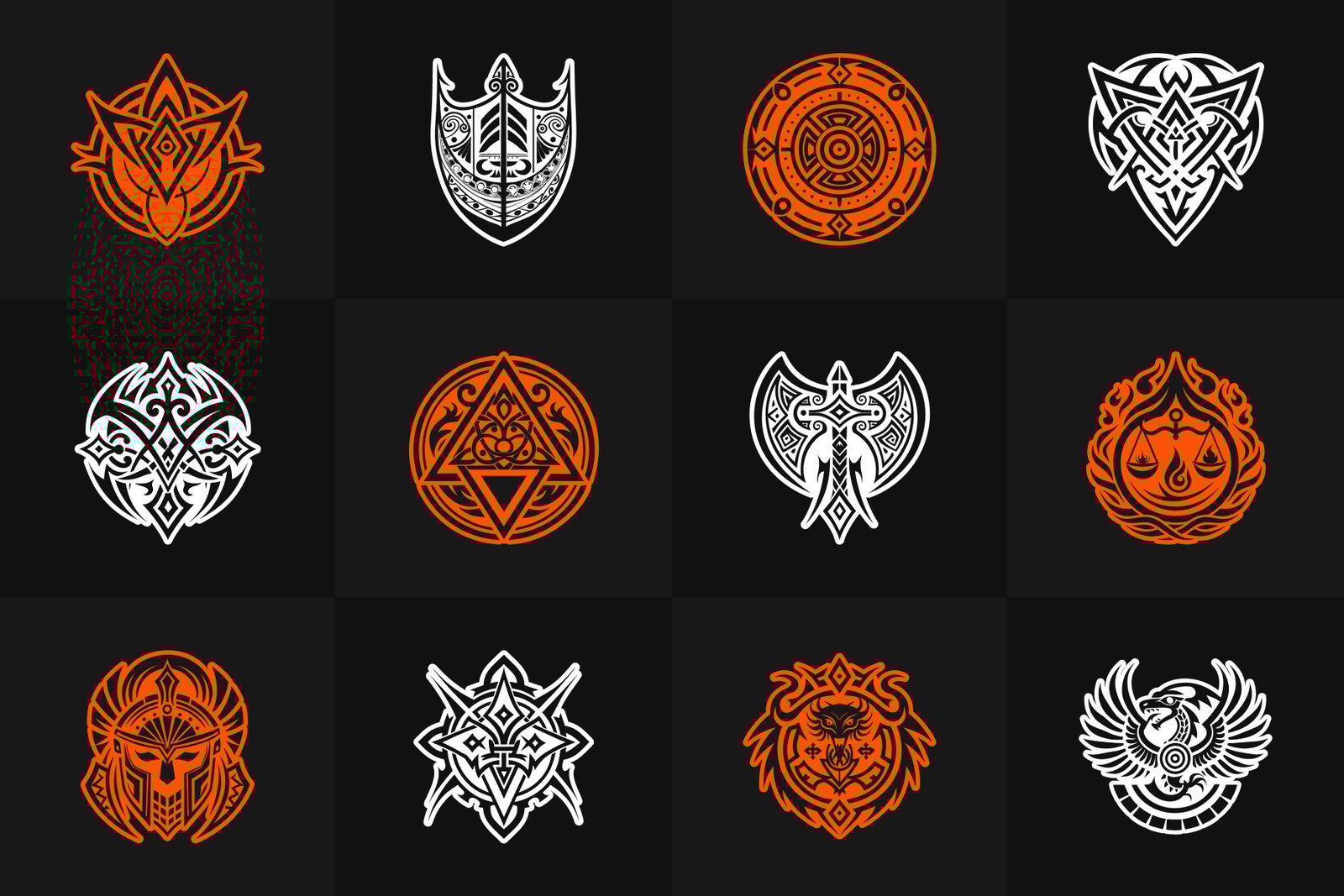 Ancient Symbols and Tattoo Art Set