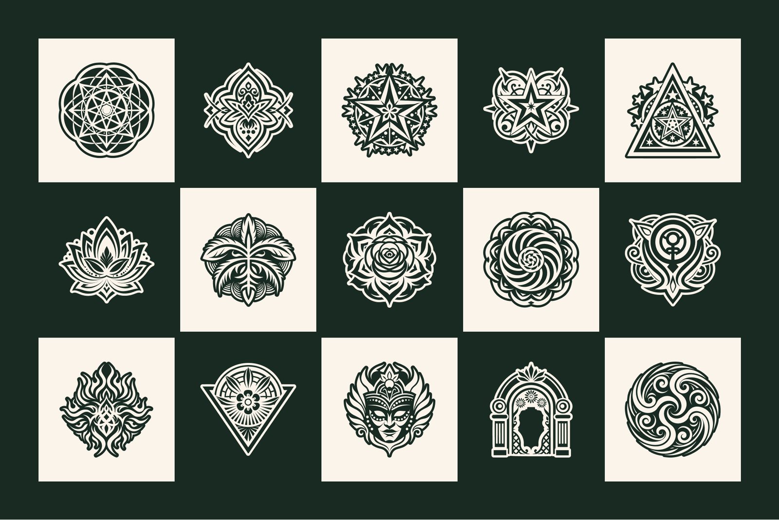 Deco Symbols and Tattoo Art Set