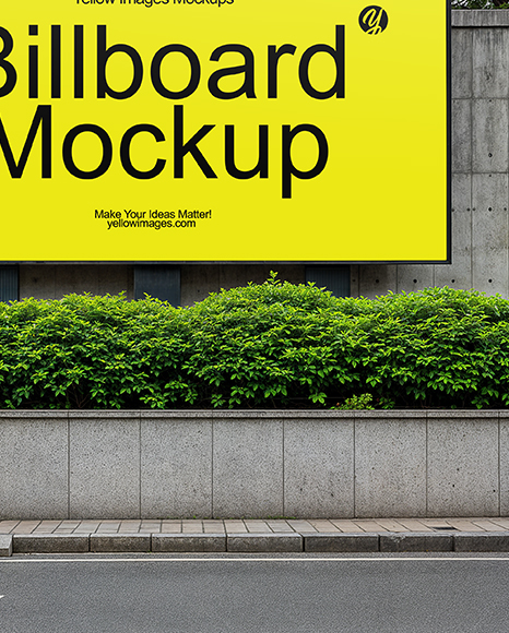 Outdoor Billboard on Concrete Wall Mockup