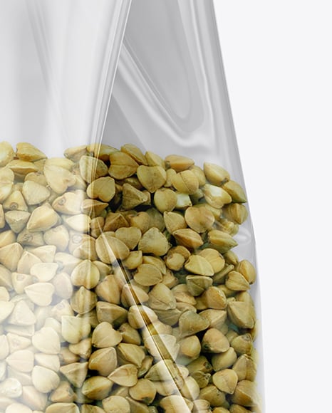 Transparent Package with Green Buckwheat Mockup