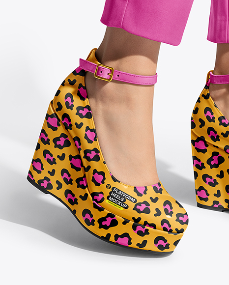 Woman Wearing Pants and Wedge Heels Mockup