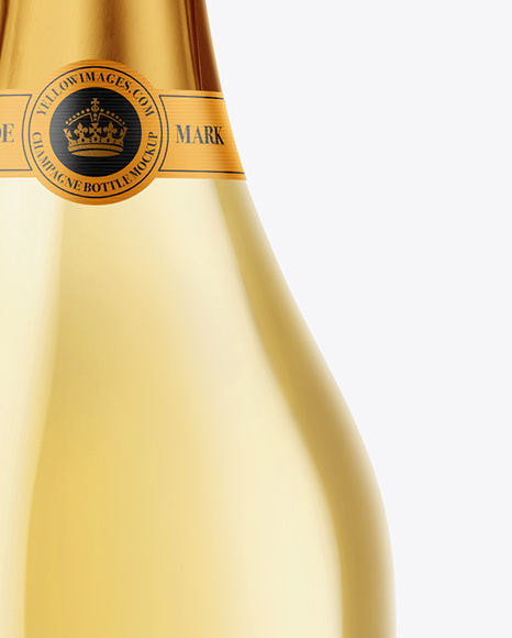Clear Glass White Champagne Bottle Mockup