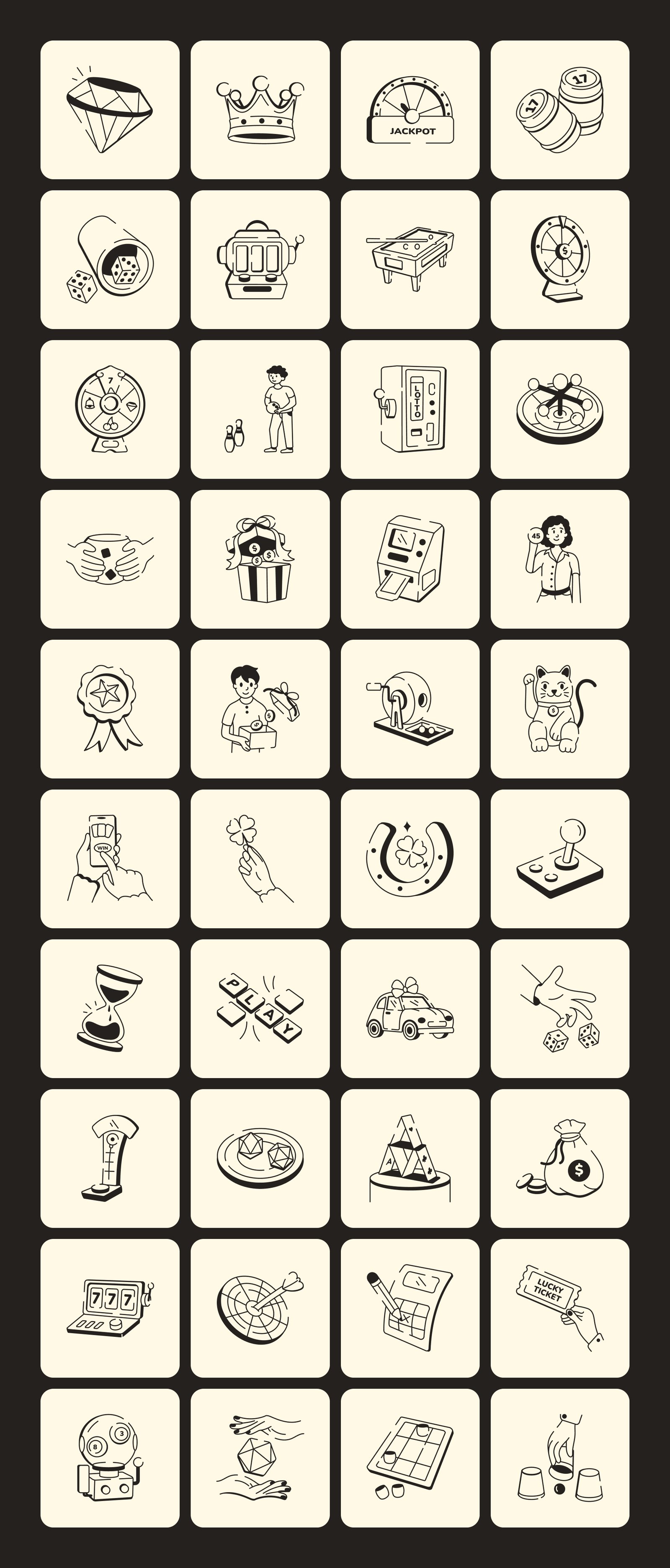 Lotto Game Doodle Icon Set