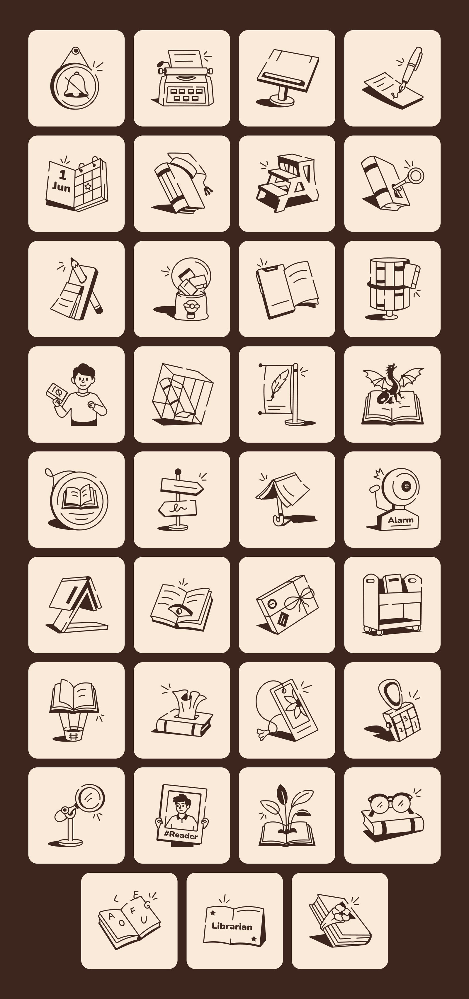 Library Drawing Illustration Set