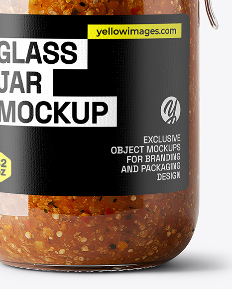 Clear Glass Jar with Meat Ragu Mockup