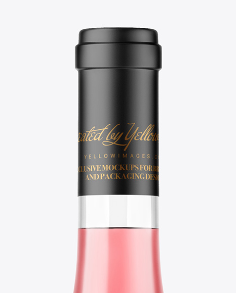 Clear Glass Pink Wine Bottle Mockup