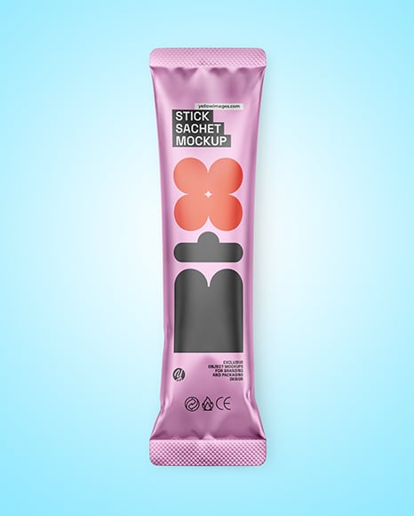 Matte Metallic Stick Sachet Mockup