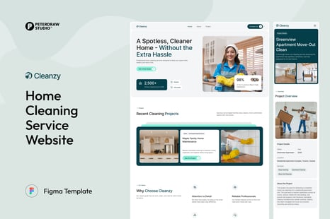 Cleanzy – Home Cleaning Service Website UI Figma Template