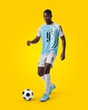 Soccer Player Wearing Raglan Jersey and Shorts Mockup