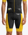 Man Wearing Cycling Jersey and Bib Shorts Mockup
