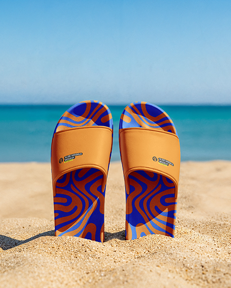 Slide Sandals on The Beach Mockup