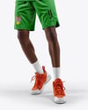 Black Man with Dreadlocks Wearing a Full Basketball Kit Mockup