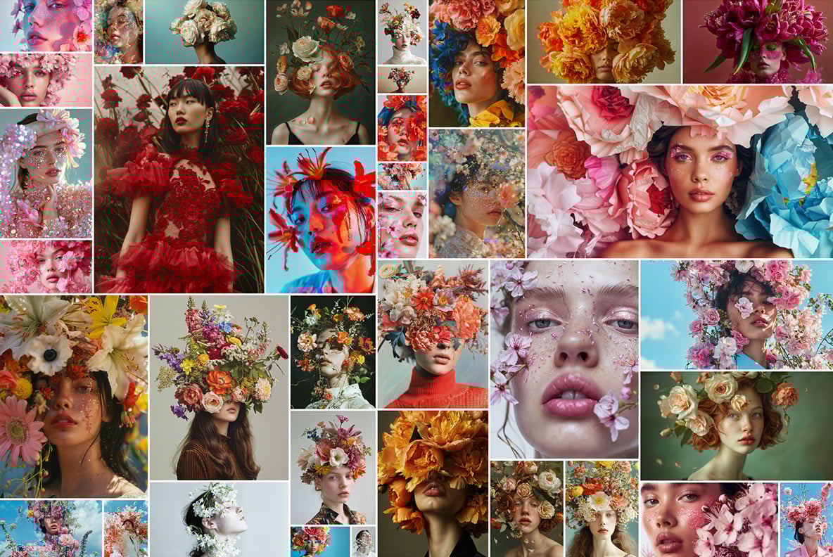 Fashion models in flowers