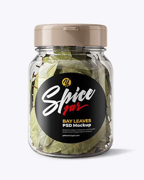 Plastic Jar with Bay Leaves Mockup - Plastic jar mockup
