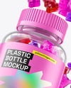 Plastic Bottle with Flying Gummies Mockup