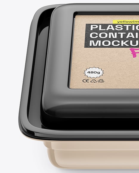 Glossy Plastic Food Container Mockup
