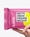 Matte Snack Package in a Hand Mockup