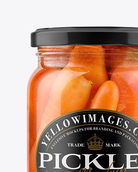 Glass Jar with Pickled Carrots Mockup