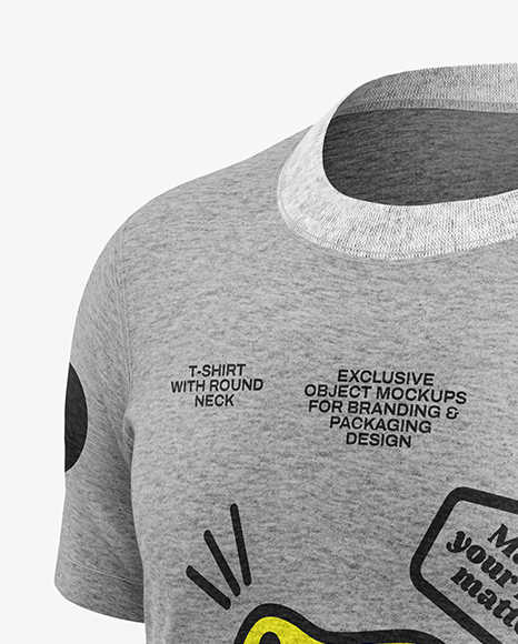Kids Heather T-Shirt Mockup - Half Side View