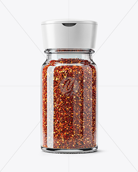 Spice Glass Jar with Chili Pepper Flakes Mockup