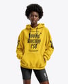 Afro-American Woman Wearing Hoodie and Bike Shorts Mockup