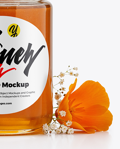 Glass Jar with Wildflower Honey Mockup