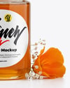 Glass Jar with Wildflower Honey Mockup
