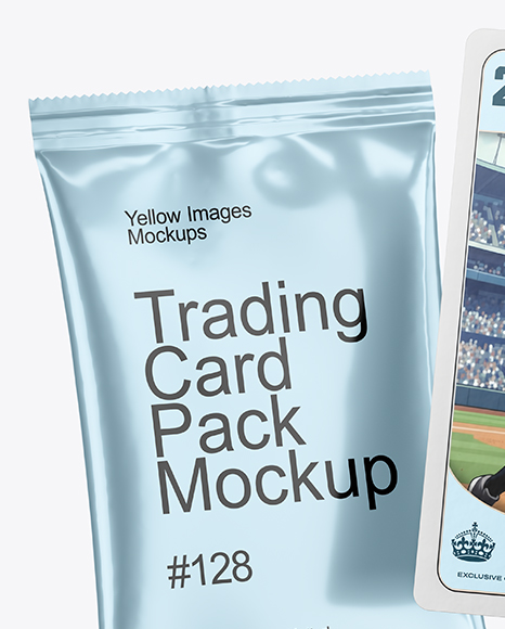 Metallic Trading Card Pack with Card Mockup