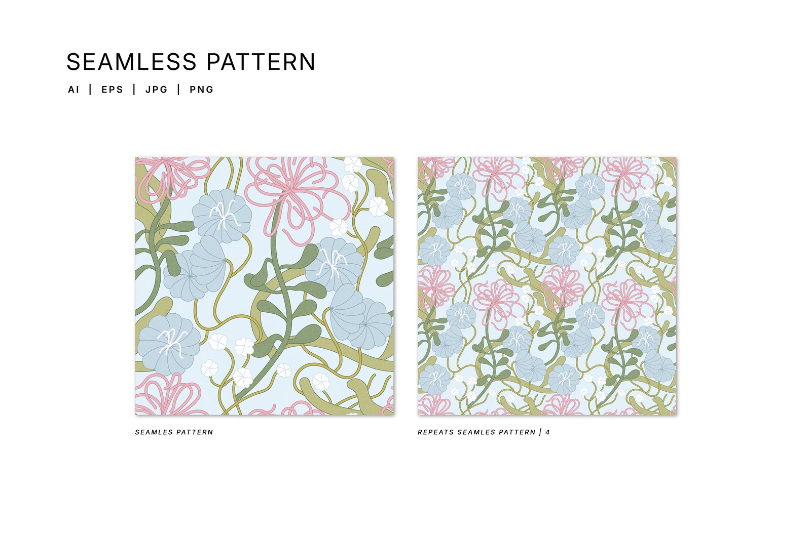 Floral Blossom. Seamless patterns