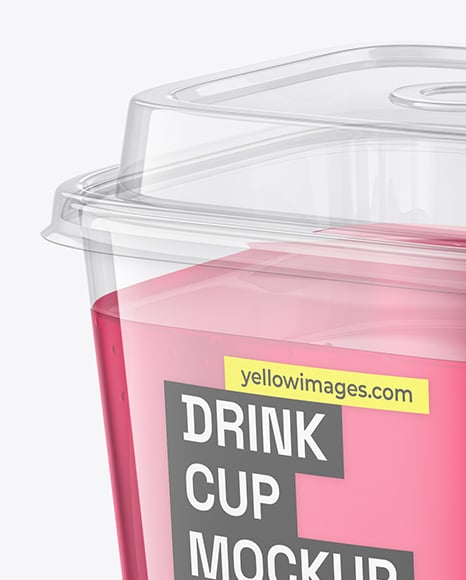Clear Plastic Cup with Drink Mockup