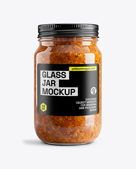 Clear Glass Jar with Meat Ragu Mockup