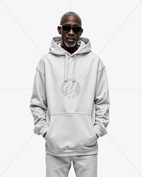 Black Man Wearing Oversize Hoodie and Sweatpants Mockup