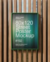 Framed Poster on a Wooden Wall Mockup