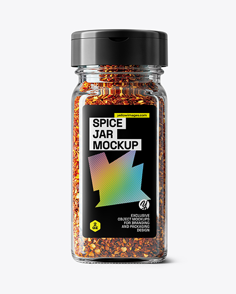 Square Glass Jar with Chili Pepper Flakes Mockup - Square frame mockup