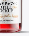 Clear Glass Red Champagne Bottle Mockup