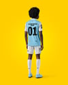Man with Afro Hairstyle Wearing Polo Collar Jersey and Shorts Mockup