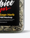 Square Plastic Jar with Sage Herb Mockup
