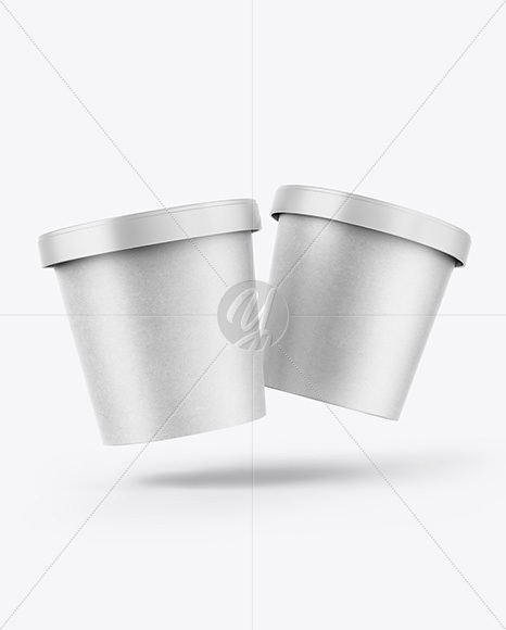 Two Kraft Paper Ice Cream Cups Mockup