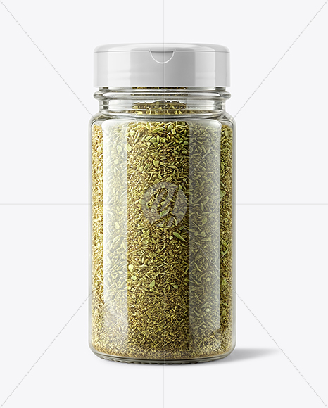 Plastic Jar with Marjoram Spice Mockup