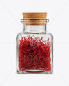 Square Glass Jar with Saffron Threads Mockup