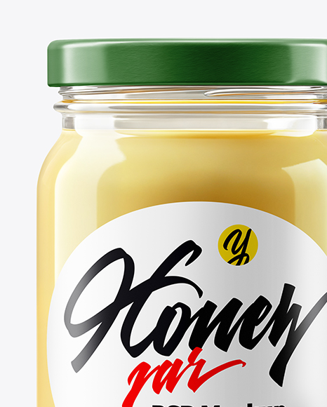 Clear Glass Jar with Raw Clover Honey Mockup