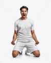 Soccer Player Wearing Jersey and Shorts Mockup