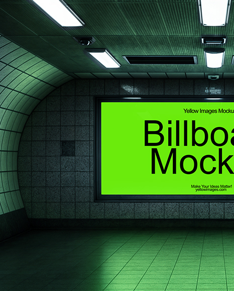 Billboard in Underground Passage Mockup