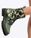Combat Boots on Women's Legs with Skirt Mockup