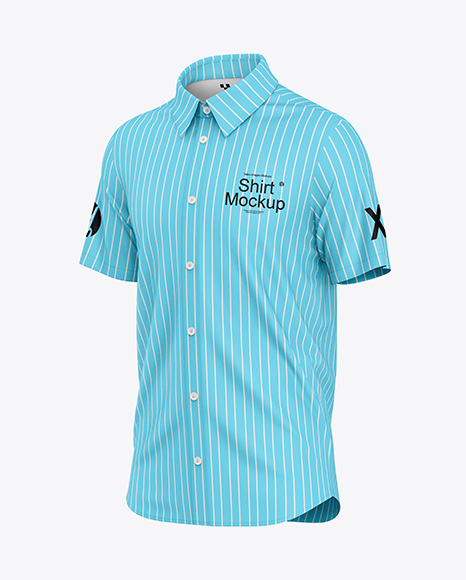 Men's Short Sleeve Shirt Mockup - Half Side View