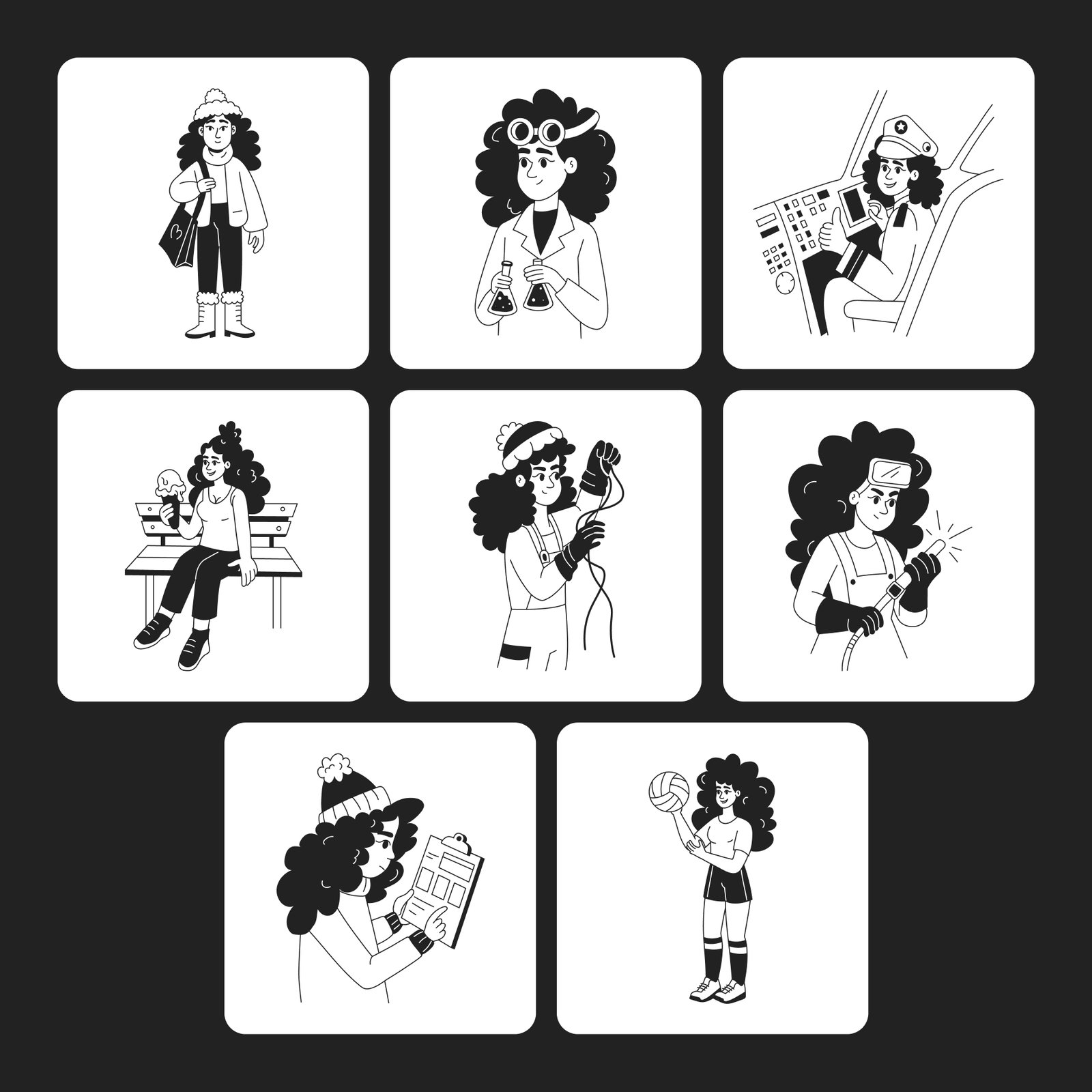 Girl Illustration Art Set