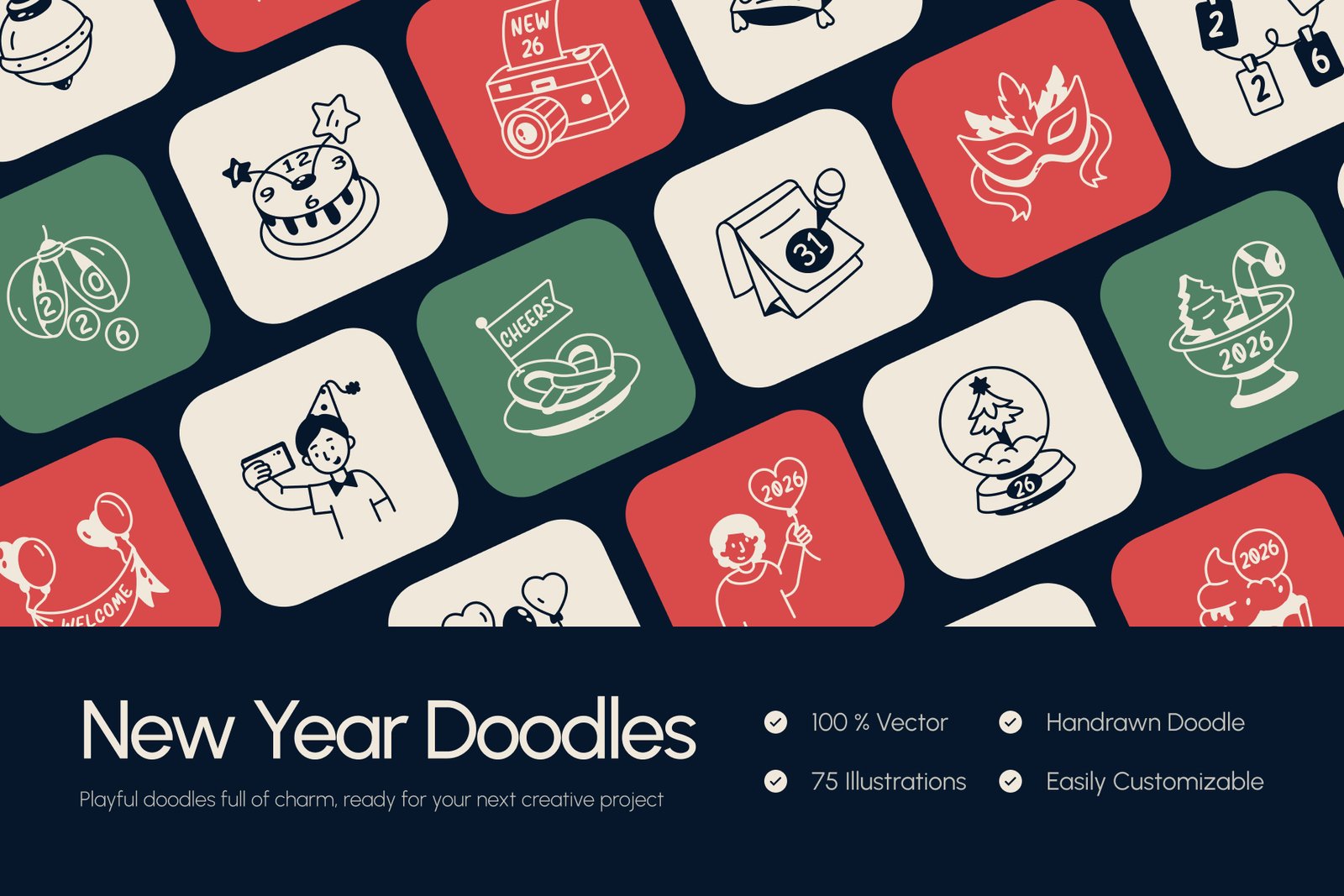 New Year Doodles Art Set