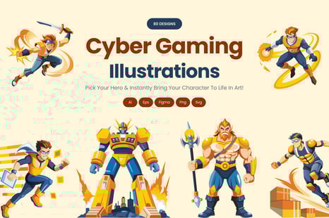 Cyber Gaming Characters Set - Graphics