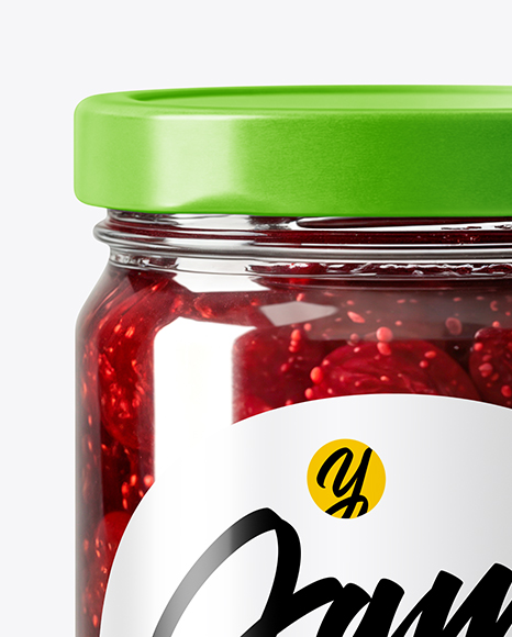 Clear Glass Jar with Cherry Jam Mockup