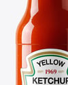 Glass Bottle with Tomato Ketchup Mockup
